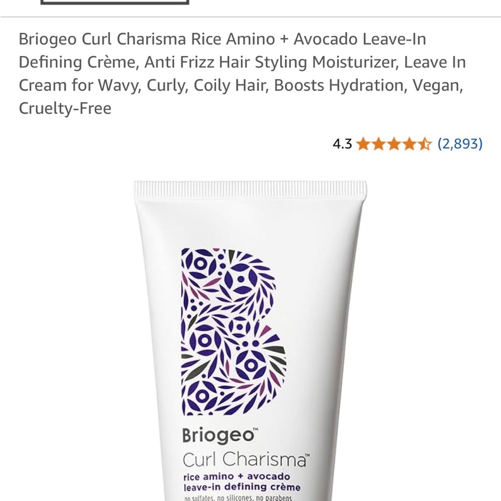 Briogeo Curl Charisma Leave-In Cream Never Used!